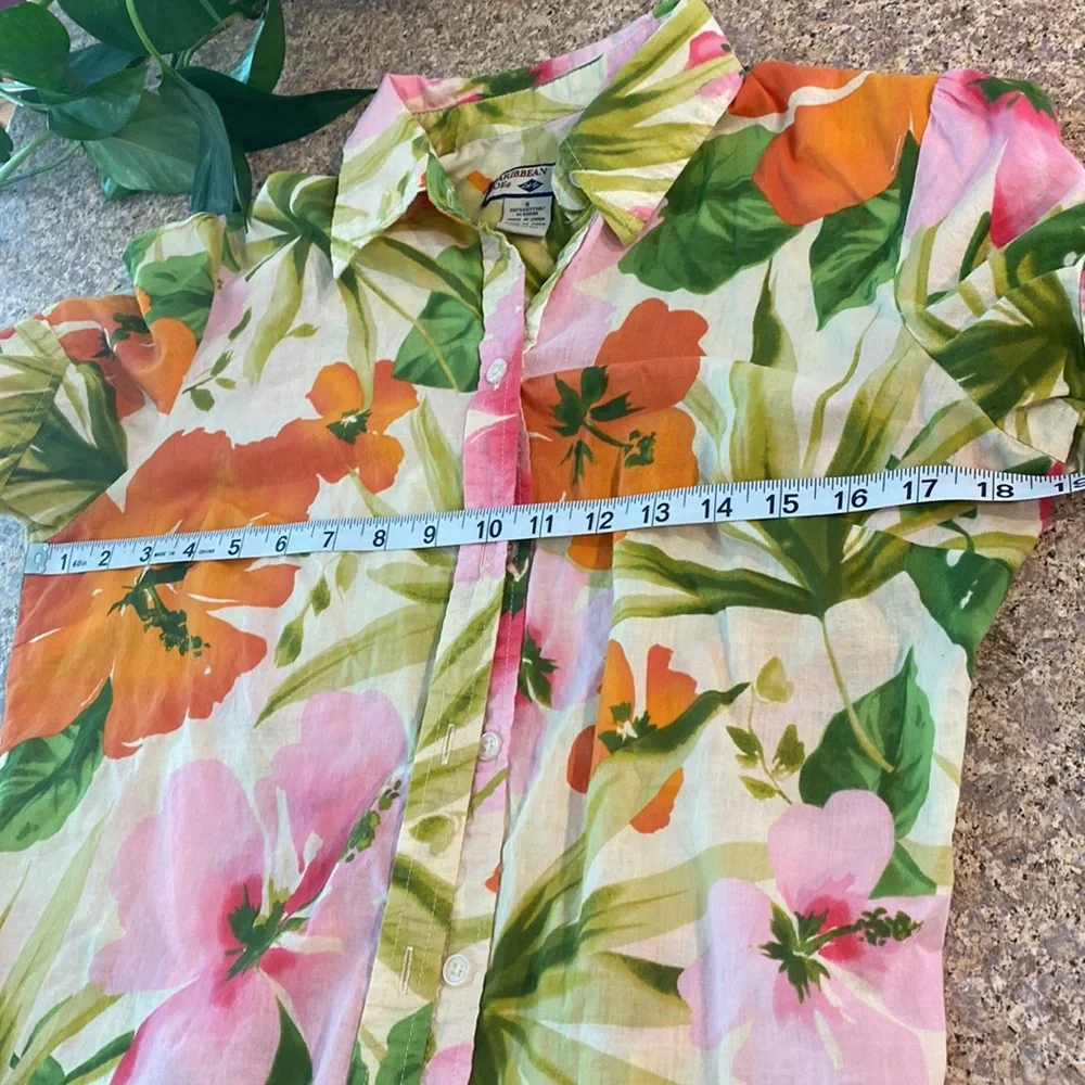 Caribbean Joe Floral Lightweight Cotton Short Sleeve Top Small - Picture 6 of 14